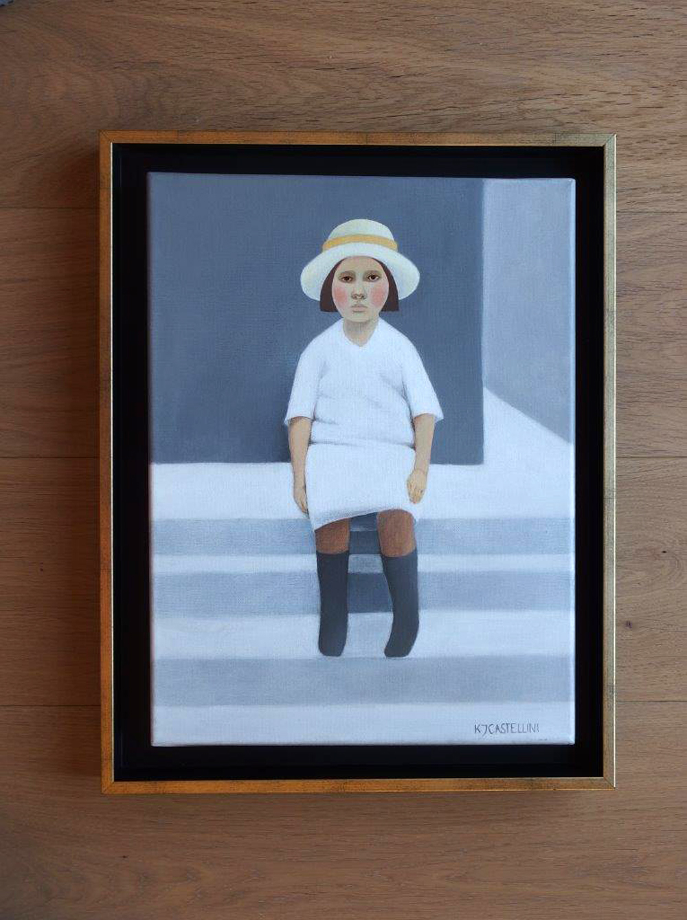 Katarzyna Castellini - The girl on the stairs (Oil on Canvas | Wymiary: 36 x 46 cm | Cena: 1500 PLN)