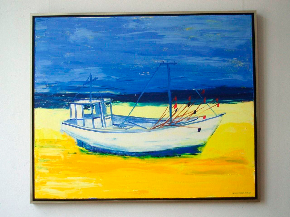 Jacek Łydżba - Fishing Boat (Oil on Canvas | Wymiary: 125 x 105 cm | Cena: 5800 PLN)
