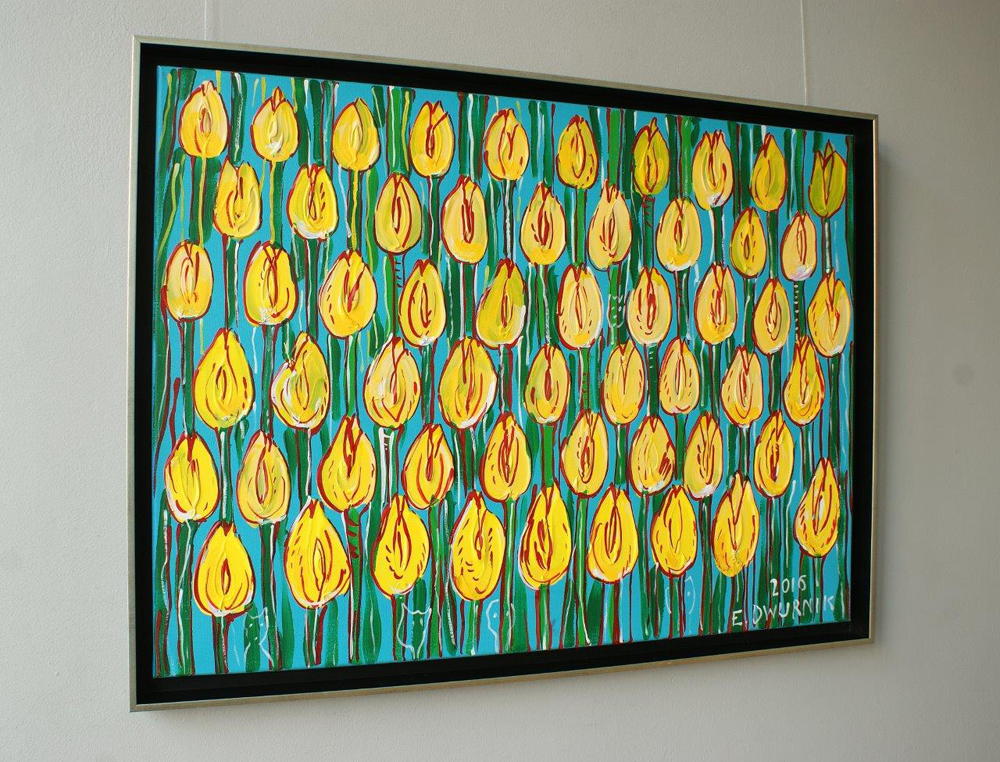 Edward Dwurnik - Yellow tulips field (Oil on Canvas | Size: 106 x 79 cm | Price: 12000 PLN)
