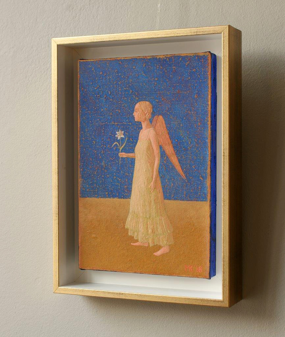 Mikołaj Kasprzyk - Angel with lily (Oil on Canvas | Size: 24 x 33 cm | Price: 1500 PLN)