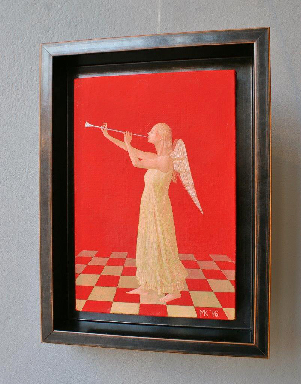 Mikołaj Kasprzyk - Angel with trumpet (Oil on Canvas | Wymiary: 26 x 35 cm | Cena: 1500 PLN)