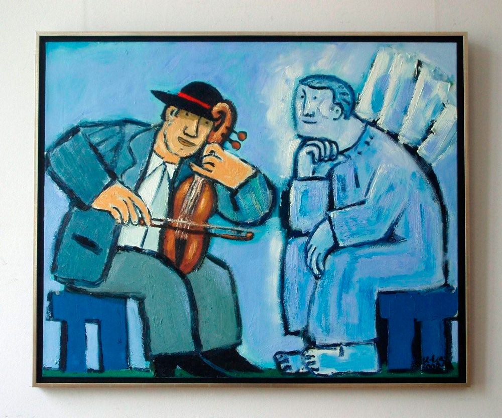 Krzysztof Kokoryn - Violin player and angel (Oil on Canvas | Größe: 105 x 86 cm | Preis: 8300 PLN)