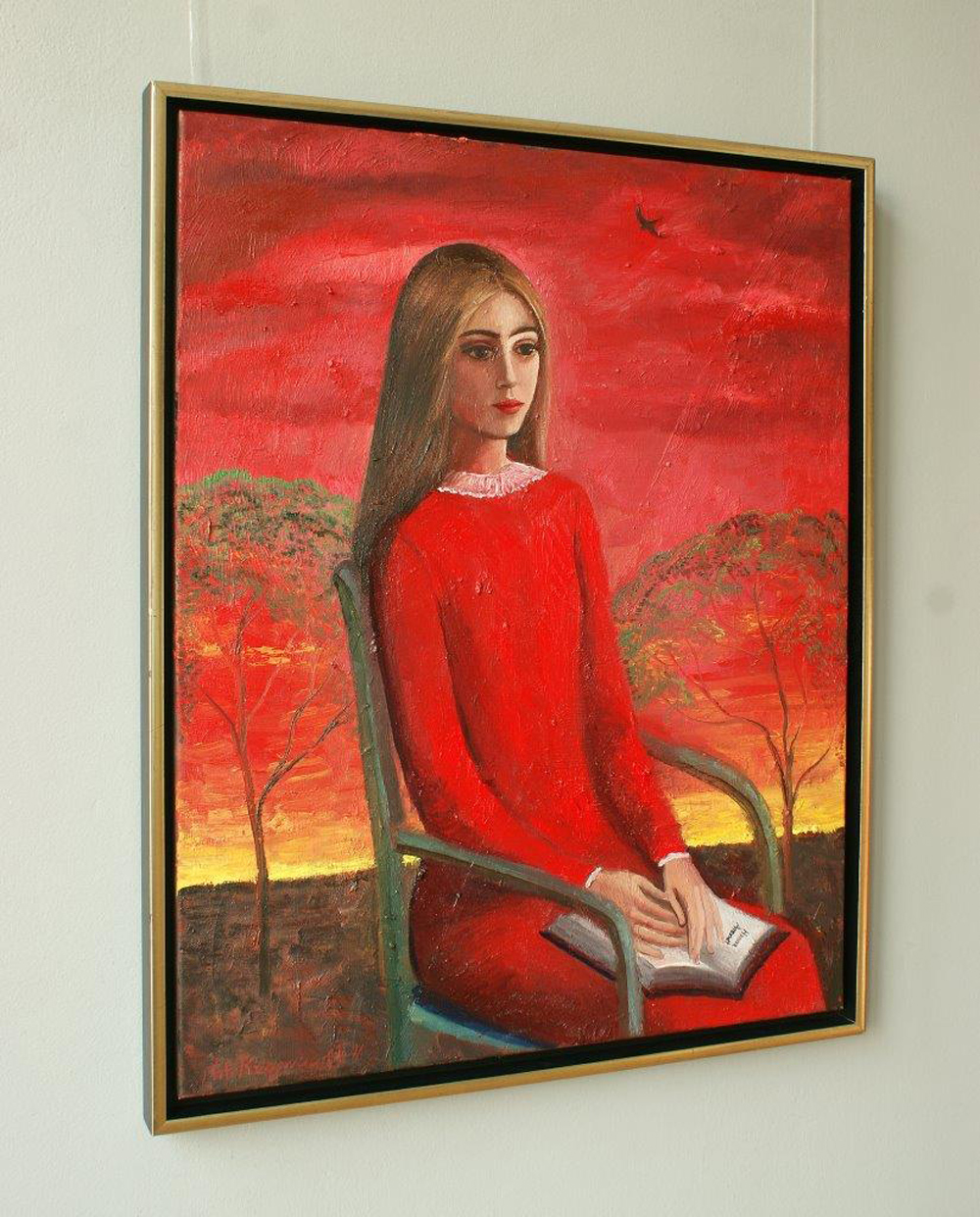 Katarzyna Karpowicz - Reading on the terrace (Oil on Canvas | Größe: 70 x 86 cm | Preis: 8500 PLN)