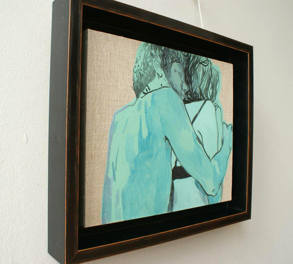 Agnieszka Sandomierz - Green couple (Tempera on canvas | Wymiary: 39 x 33 cm | Cena: 3500 PLN)