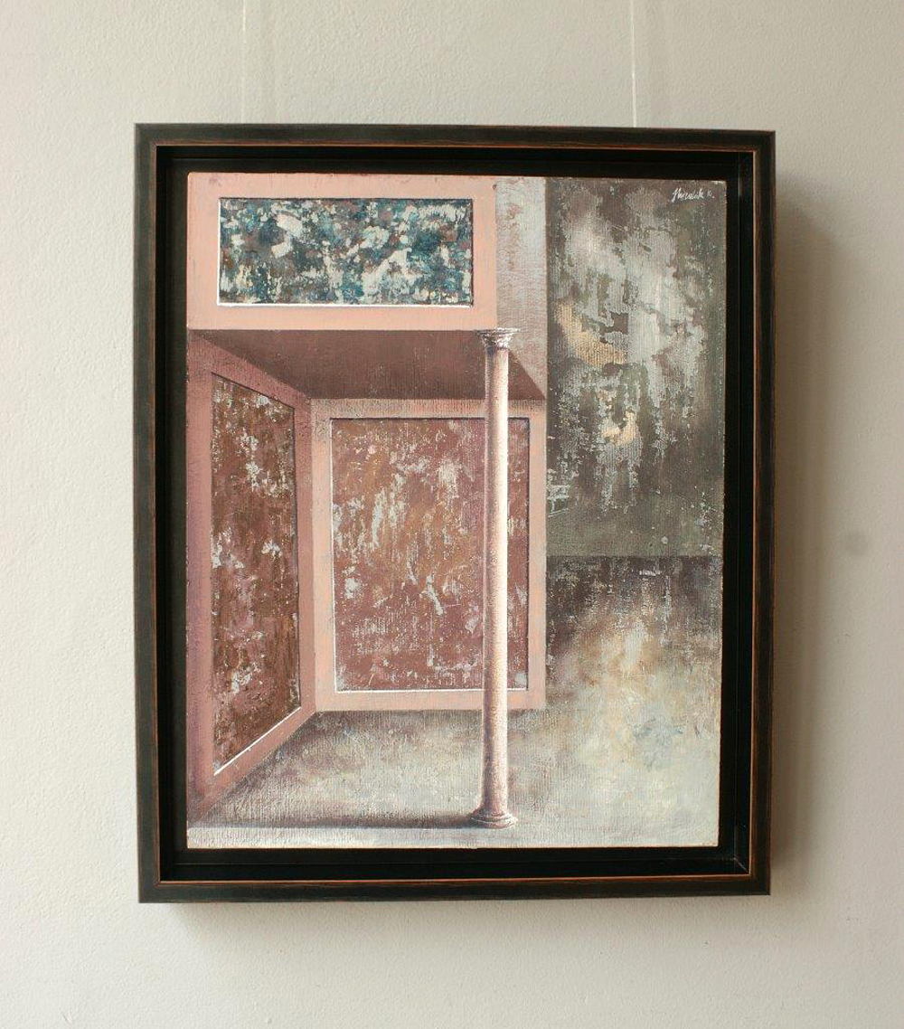 Łukasz Huculak - The pink column (Tempera on canvas | Wymiary: 49 x 59 cm | Cena: 5000 PLN)