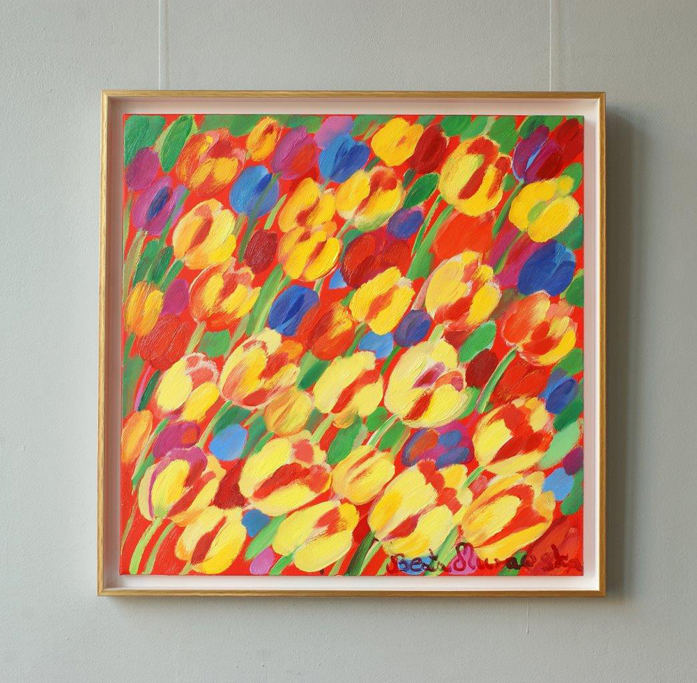 Beata Murawska - Juicy tulips (Oil on Canvas | Wymiary: 77 x 77 cm | Cena: 4500 PLN)