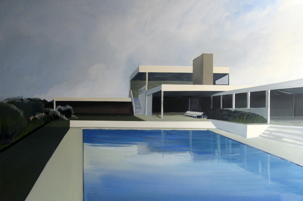 Maria Kiesner - Swimming pool (Tempera on Canvas | Size: 140 x 110 cm | Price: 8000 PLN)