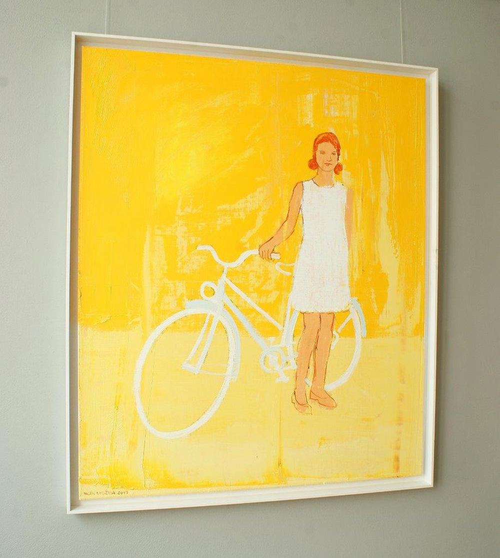 Jacek Łydżba - Biker in a white dress (Oil on Canvas | Size: 106 x 126 cm | Price: 7000 PLN)
