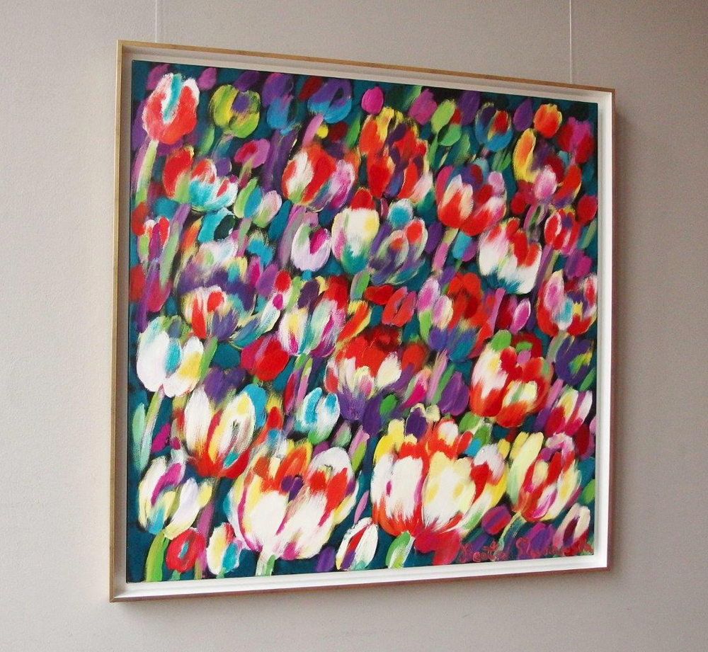 Beata Murawska - Splendor of tulips (Oil on Canvas | Wymiary: 106 x 106 cm | Cena: 5600 PLN)