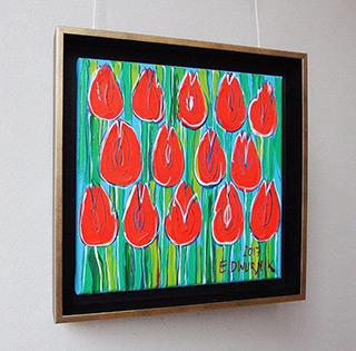 Edward Dwurnik : Orange tulips : Oil on Canvas