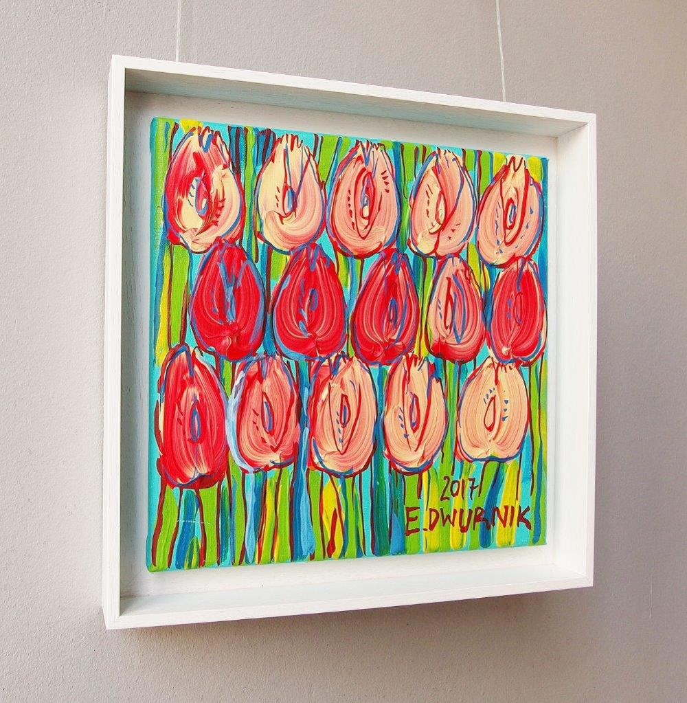 Edward Dwurnik - Pastel tulips (Oil on Canvas | Size: 36 x 36 cm | Price: 3000 PLN)