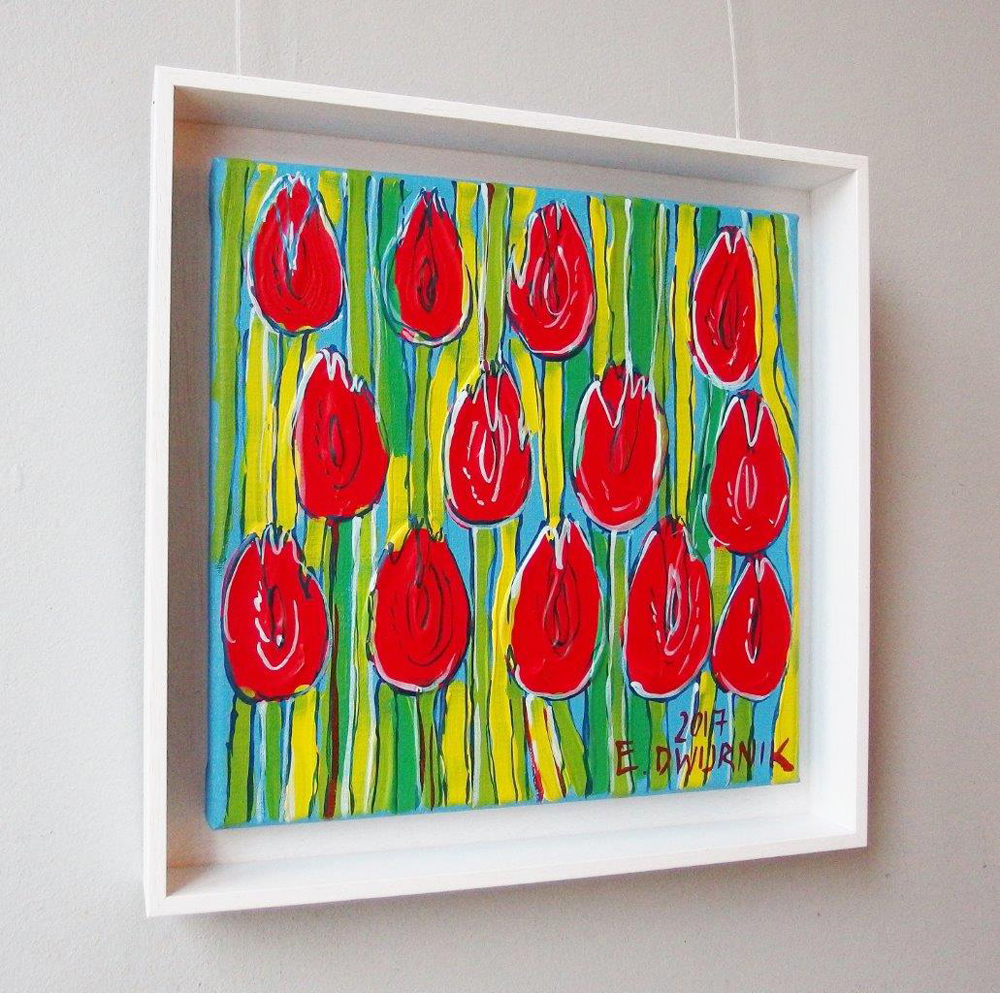 Edward Dwurnik - Spring tulips (Oil on Canvas | Size: 36 x 36 cm | Price: 3000 PLN)