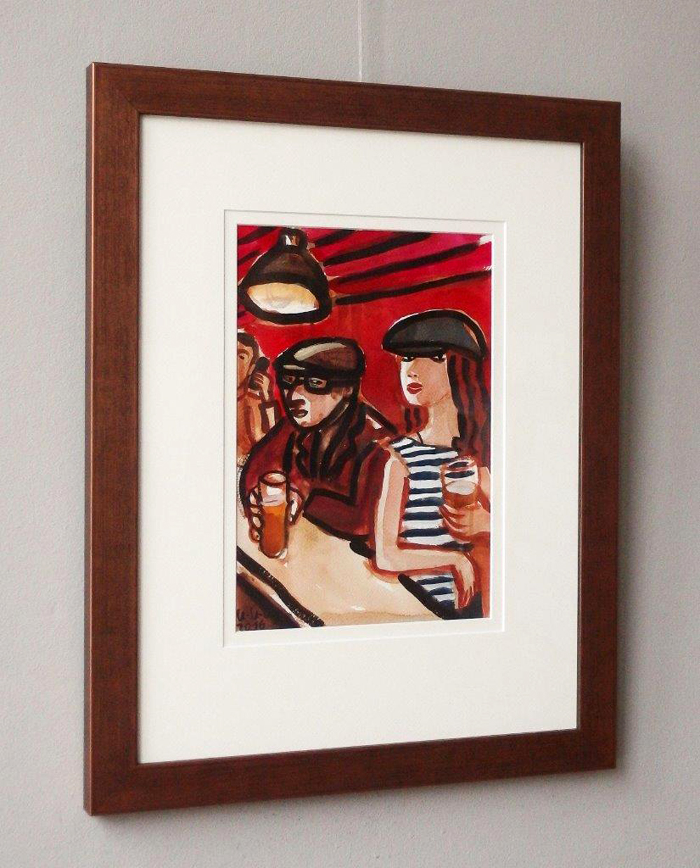 Krzysztof Kokoryn - Couple at the bar (Tempera on paper | Größe: 42 x 53 cm | Preis: 1500 PLN)