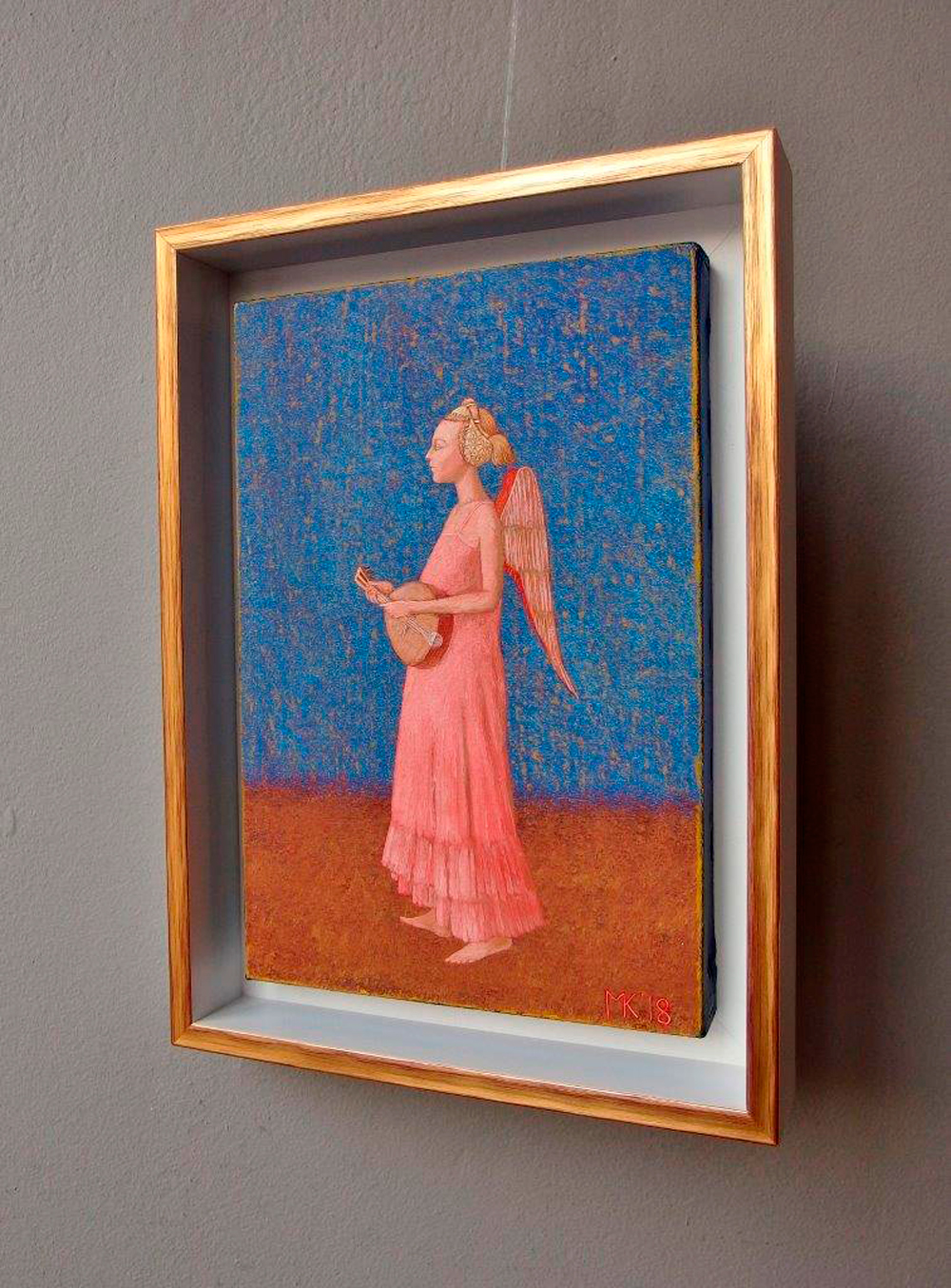Mikołaj Kasprzyk - Angel with a lute (Oil on Canvas | Größe: 22 x 33 cm | Preis: 1500 PLN)