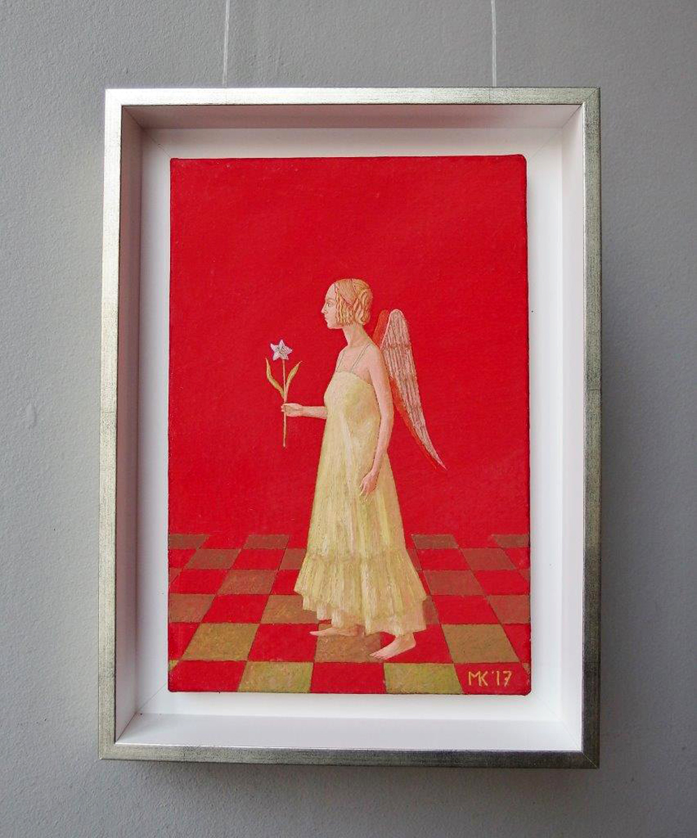 Mikołaj Kasprzyk - Angel with lilly (Oil on Canvas | Wymiary: 25 x 34 cm | Cena: 1500 PLN)