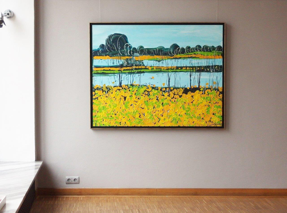 Edward Dwurnik - Landscape with marigolds (Oil on Canvas | Size: 152 x 120 cm | Price: 35000 PLN)