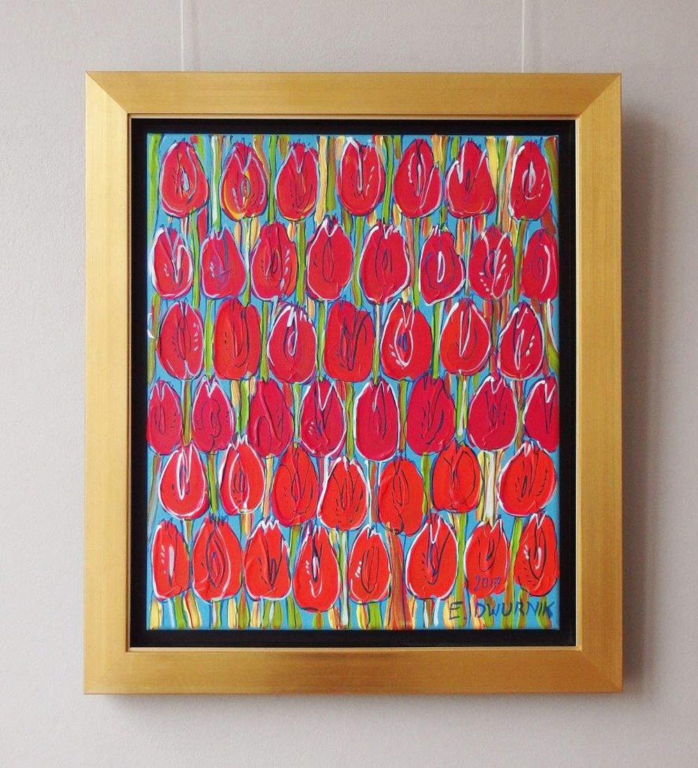 Edward Dwurnik - Red tulips (Oil on Canvas | Size: 59 x 68 cm | Price: 7500 PLN)