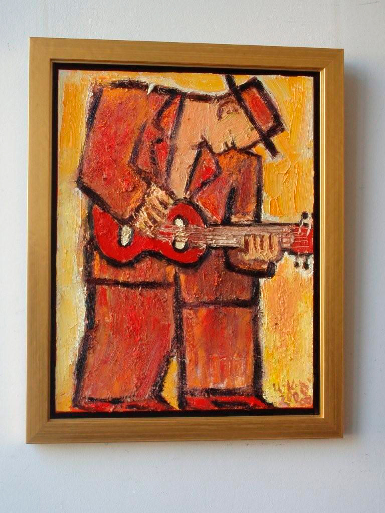 Krzysztof Kokoryn - Guitar player (Oil on Canvas | Size: 62 x 76 cm | Price: 7600 PLN)