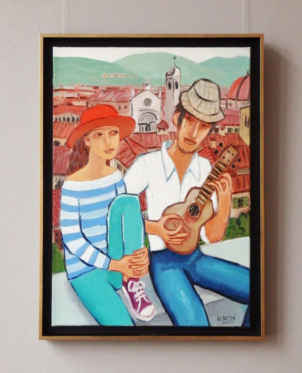 Krzysztof Kokoryn - Couple with ukulele (Oil on Canvas | Wymiary: 56 x 76 cm | Cena: 6000 PLN)
