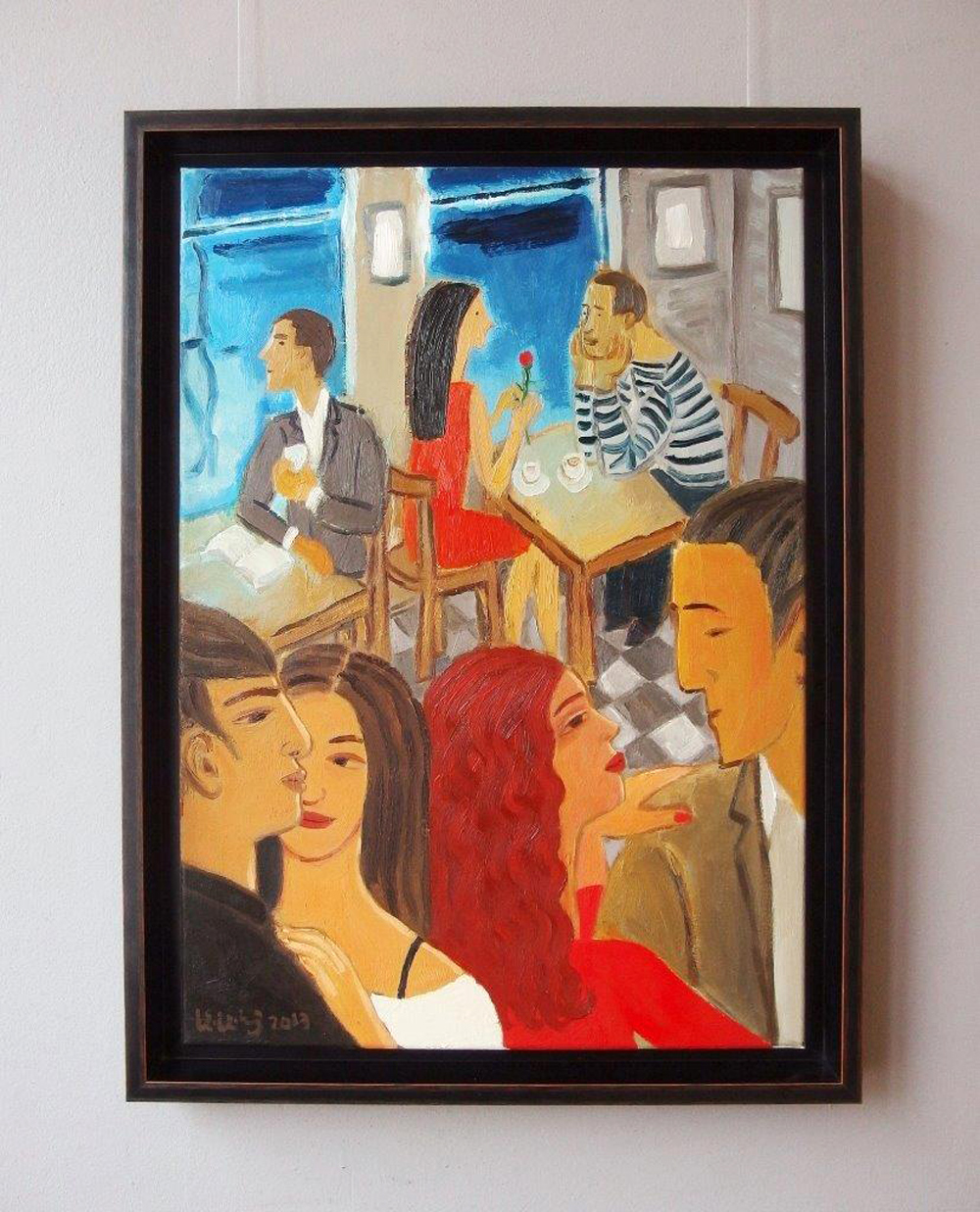 Krzysztof Kokoryn - People in a cafe (Oil on Canvas | Size: 56 x 76 cm | Price: 6500 PLN)