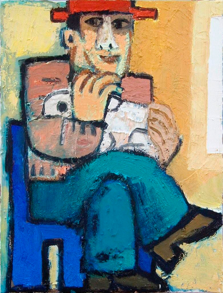 Krzysztof Kokoryn - Man with the rabbit (Oil on Canvas | Size: 50 x 65 cm | Price: 7500 PLN)