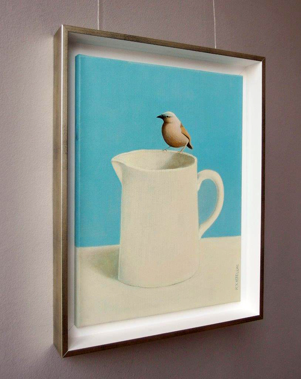 Katarzyna Castellini - Bird on a jug (Oil on Canvas | Wymiary: 36 x 46 cm | Cena: 1600 PLN)