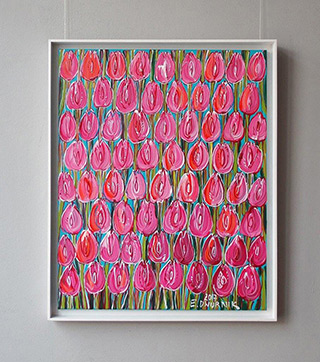 Edward Dwurnik : Big pink tulips : Oil on Canvas