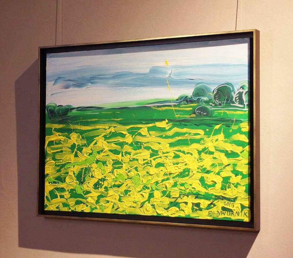Edward Dwurnik - Landscape with marigolds (Oil on Canvas | Size: 106 x 79 cm | Price: 14000 PLN)