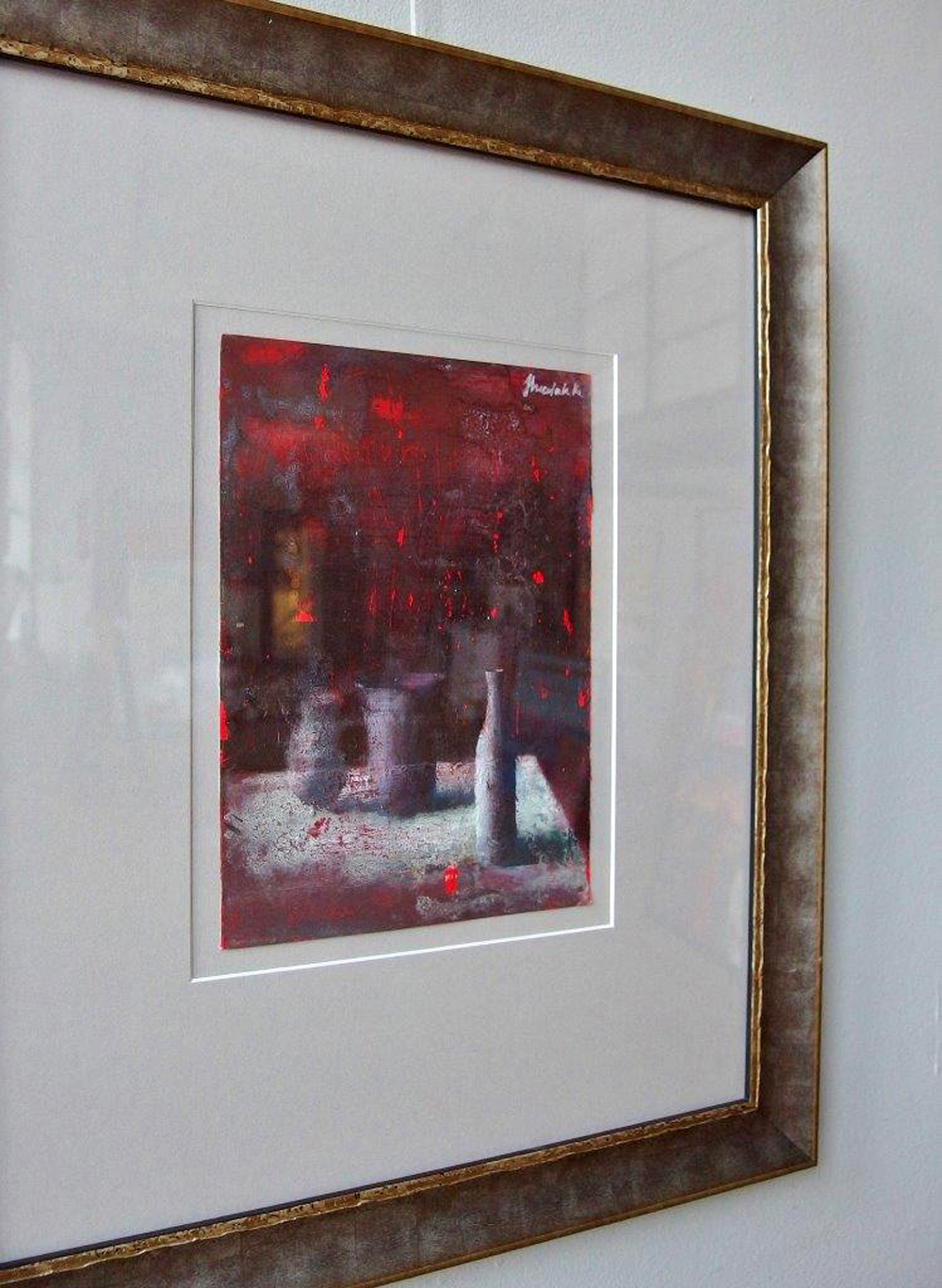 Łukasz Huculak - Composition with drops of red (Tempera on paper | Size: 40 x 48 cm | Price: 3500 PLN)