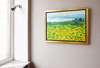 Edward Dwurnik : Landscape with marigolds : Oil on Canvas