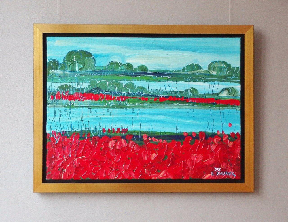 Edward Dwurnik - Poppies by the lake (Oil on Canvas | Size: 114 x 87 cm | Price: 11000 PLN)