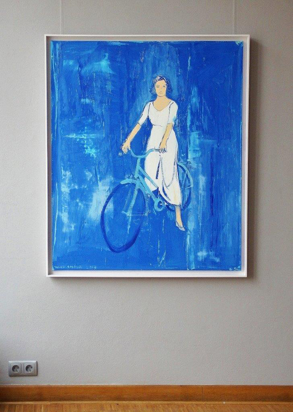 Jacek Łydżba - Cyclist blue (Oil on Canvas | Size: 106 x 126 cm | Price: 7000 PLN)