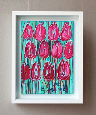 Edward Dwurnik : Pink tulips : Oil on Canvas