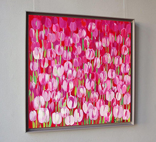 Beata Murawska : Pink tulips : Oil on Canvas