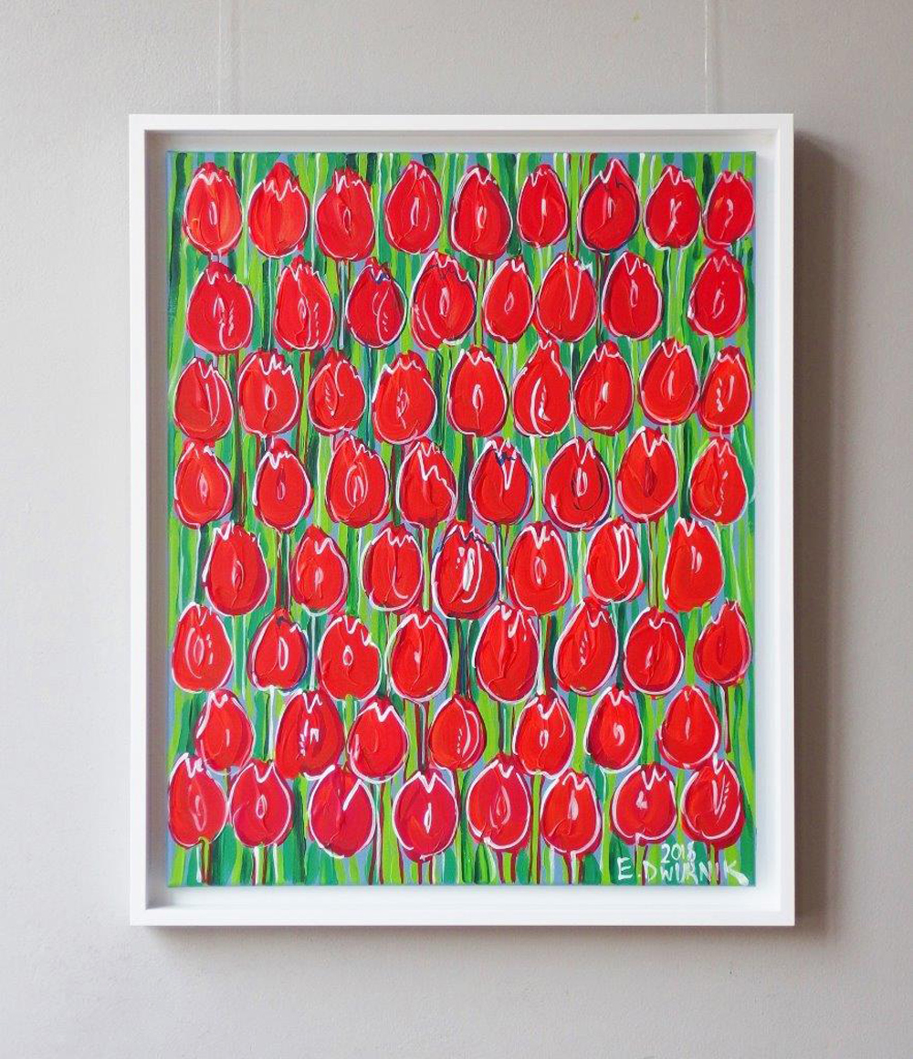 Edward Dwurnik - Red tulips (Oil on Canvas | Size: 73 x 89 cm | Price: 12000 PLN)