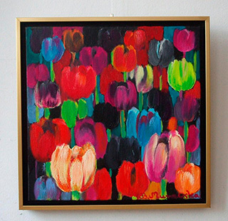 Beata Murawska : Square Tulips Field : Oil on Canvas