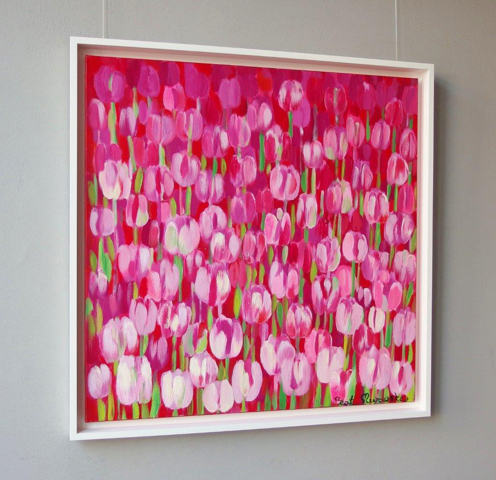Beata Murawska - Pink tulips (Oil on Canvas | Wymiary: 98 x 98 cm | Cena: 4800 PLN)