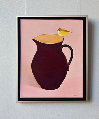 Katarzyna Castellini : Bird on a jug : Oil on Canvas