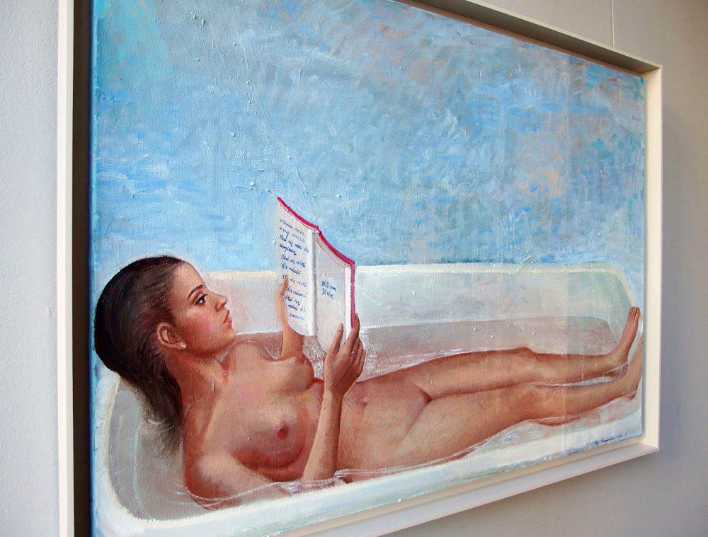 Katarzyna Karpowicz - With William Blake in the bath (Oil on Canvas | Wymiary: 106 x 76 cm | Cena: 9000 PLN)