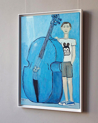 Krzysztof Kokoryn : Boy with double bass : Oil on Canvas