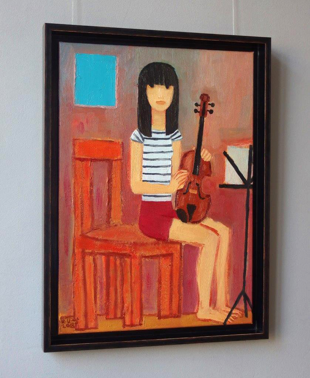 Krzysztof Kokoryn - Girl with viola (Oil on Canvas | Größe: 58 x 78 cm | Preis: 6500 PLN)