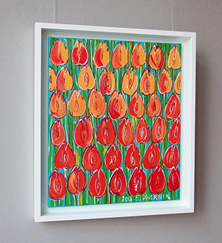 Edward Dwurnik : Pastel tulips : Oil on Canvas