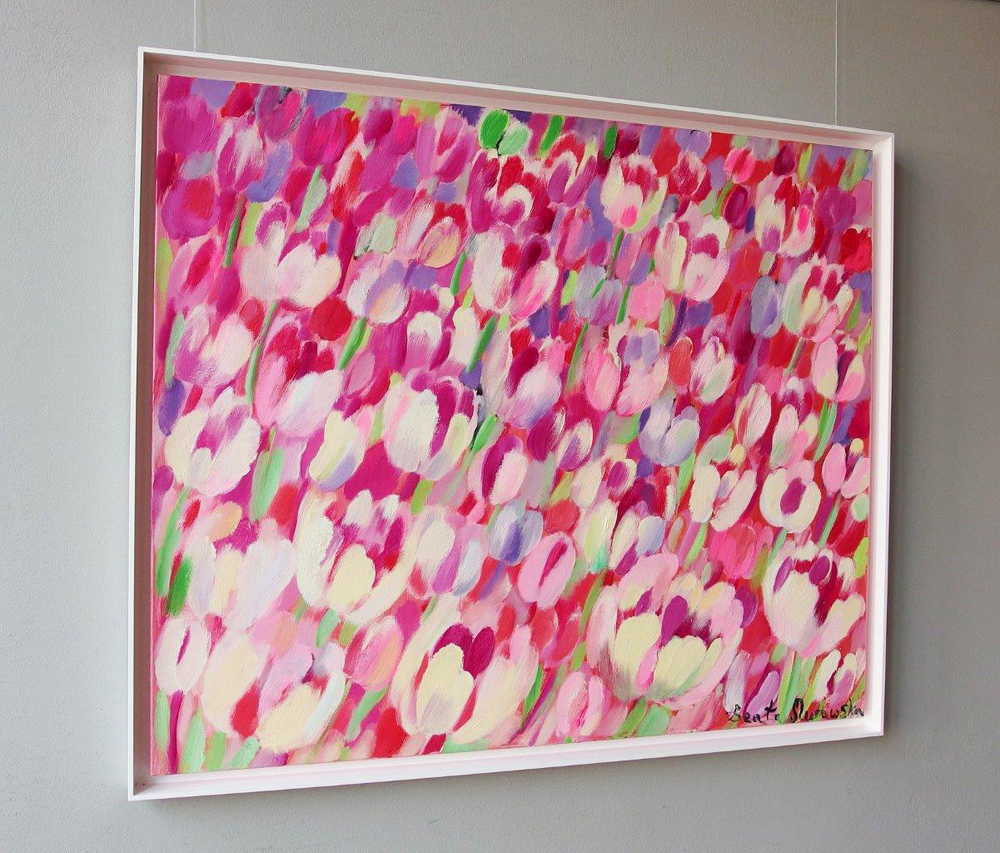 Beata Murawska - Pink tulips (Oil on Canvas | Wymiary: 126 x 106 cm | Cena: 6500 PLN)