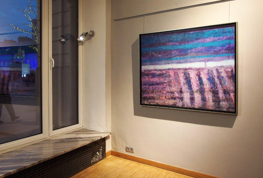 Martyna Merkel - Landscape with purple stripes (Oil on Canvas | Wymiary: 136 x 106 cm | Cena: 5500 PLN)