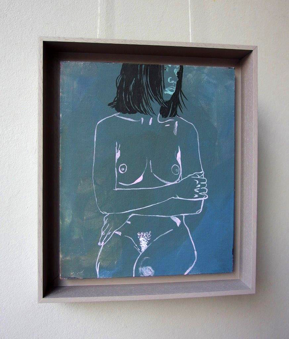 Agnieszka Sandomierz - Naked girl in grays (Tempera on canvas | Wymiary: 31 x 36 cm | Cena: 2800 PLN)