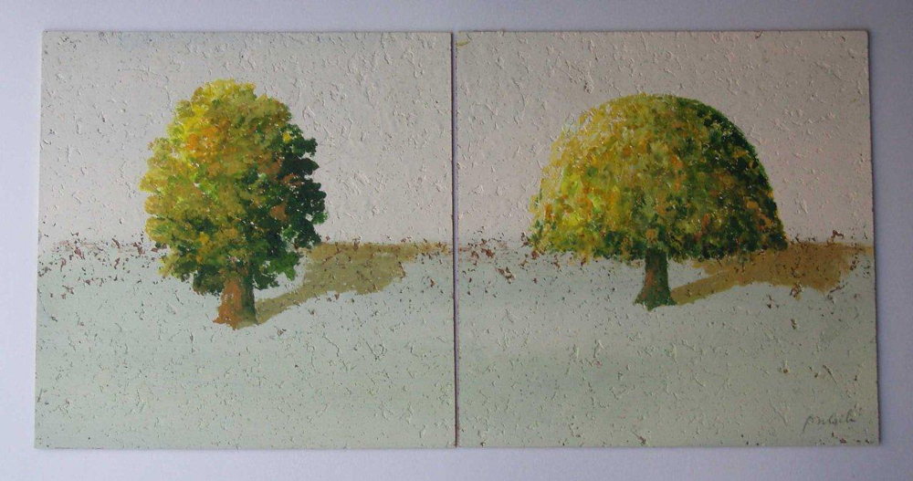 Dariusz Mlącki - Trees (Acrylic on Cork | Wymiary: 60 x 30 cm | Cena: 2500 PLN)