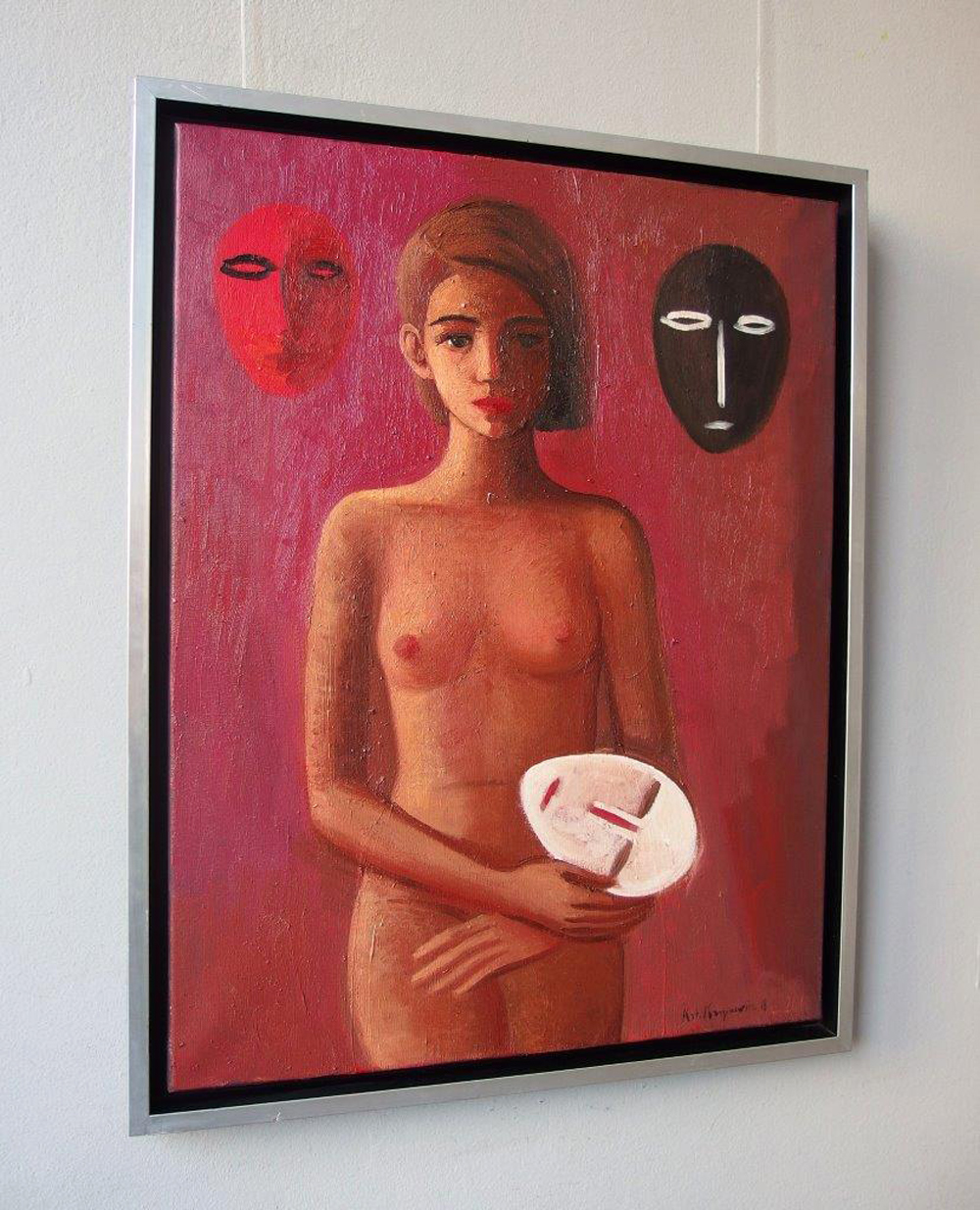Katarzyna Karpowicz - Girl and masks (Oil on Canvas | Wymiary: 55 x 70 cm | Cena: 7500 PLN)