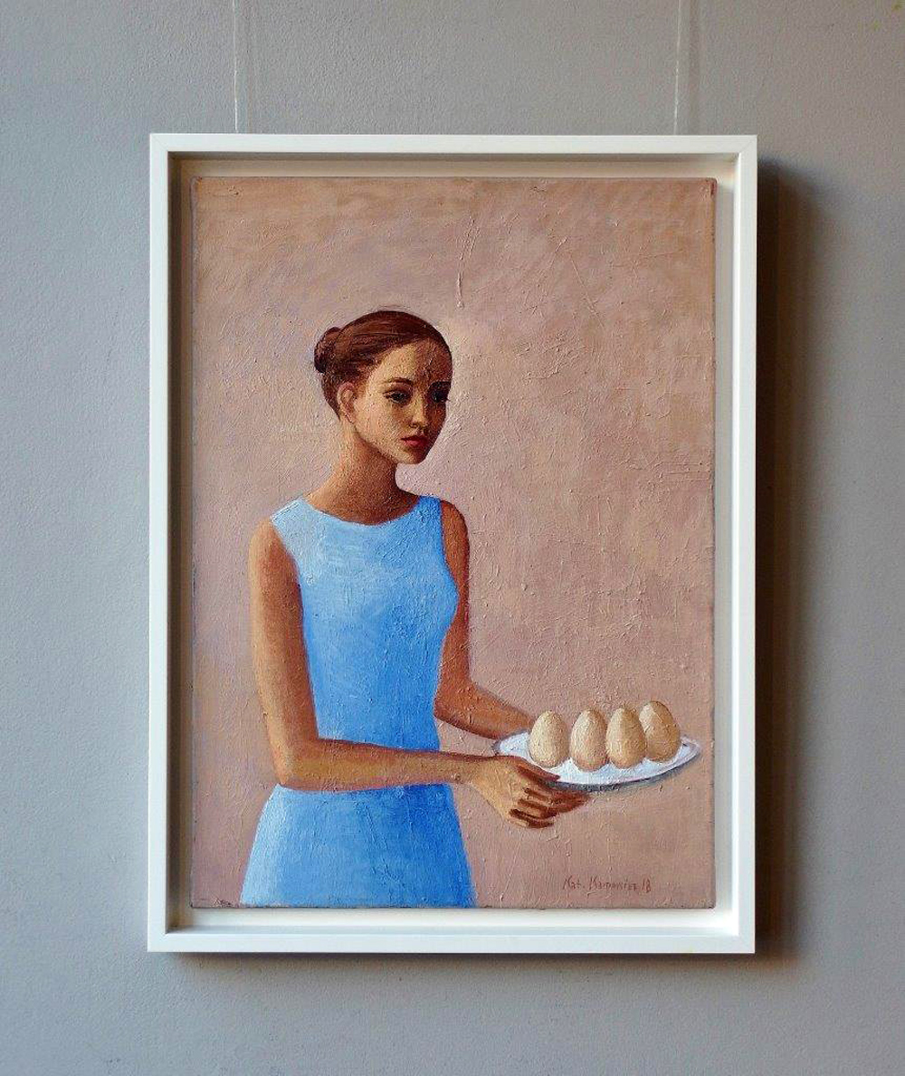 Katarzyna Karpowicz - Girl in a Blue Dress (Oil on Canvas | Wymiary: 58 x 78 cm | Cena: 7500 PLN)