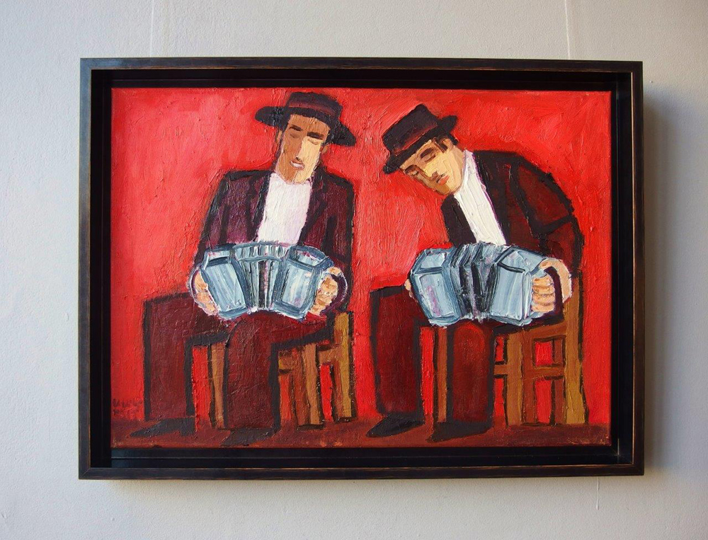 Krzysztof Kokoryn - Two bandeon players (Oil on Canvas | Wymiary: 78 x 58 cm | Cena: 6000 PLN)