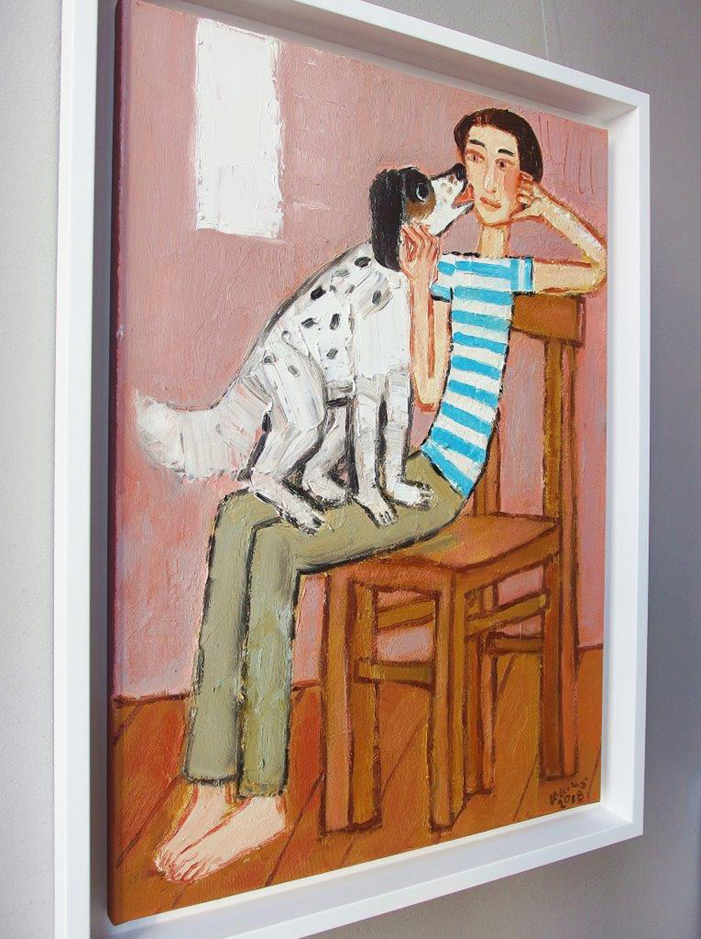 Krzysztof Kokoryn - Boy with a dog (Oil on Canvas | Größe: 58 x 78 cm | Preis: 6500 PLN)